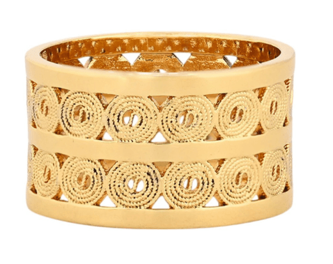 Anel Largo Tradicional | Aço Inoxidável Banho Ouro | Alma de Portugal