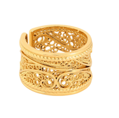 Anillo ajustable Viana Corazón | Acero inoxidable bañado en oro | Soul of Portugal