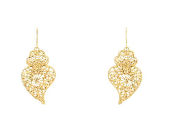 Pendientes Viana Corazón con Girasol | Acero inoxidable bañado en oro | Soul of Portugal