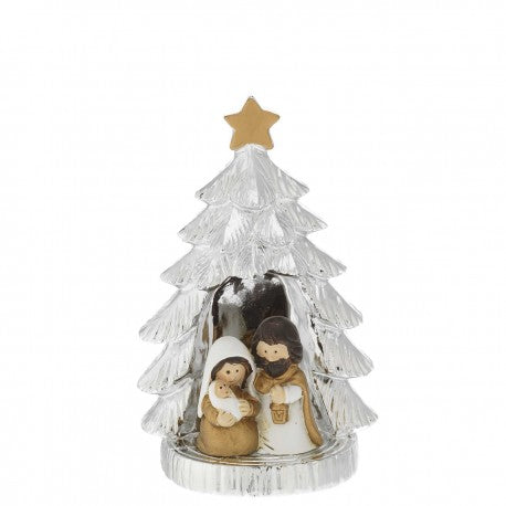 Árvore de Natal com Minipresépio | Prata Bilaminada 925 | Natal Luxo