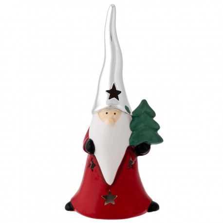 Pai Natal LED 20cm com Chapéu Prateado | Prata Bilaminada 925 | Natal Luxo