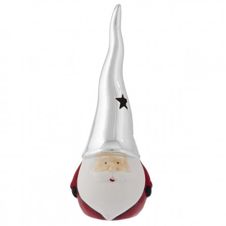 Difusor Pai Natal 23cm com Chapéu Prateado | Prata Bilaminada 925 | Natal Luxo