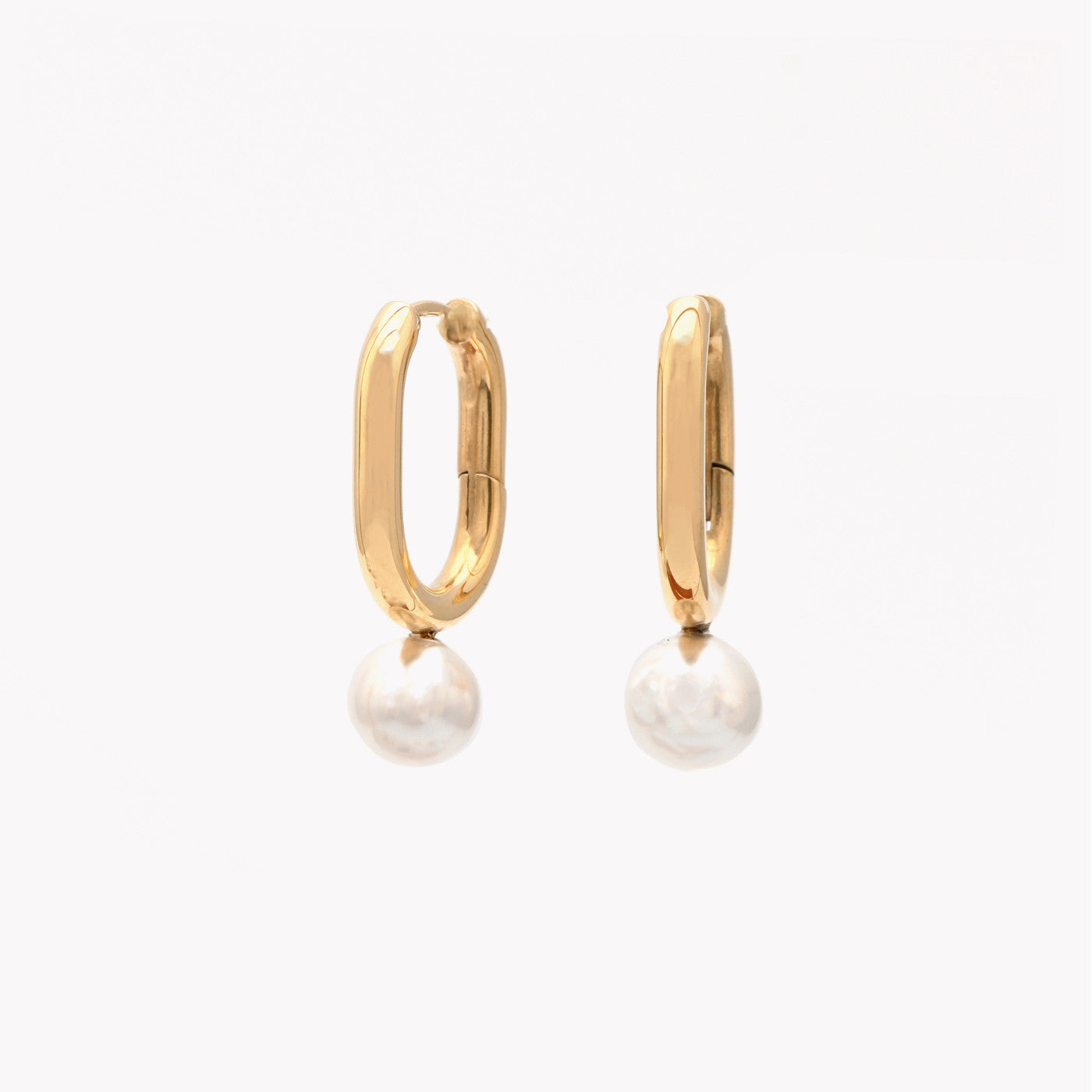 Steel earrings with pearl pendant