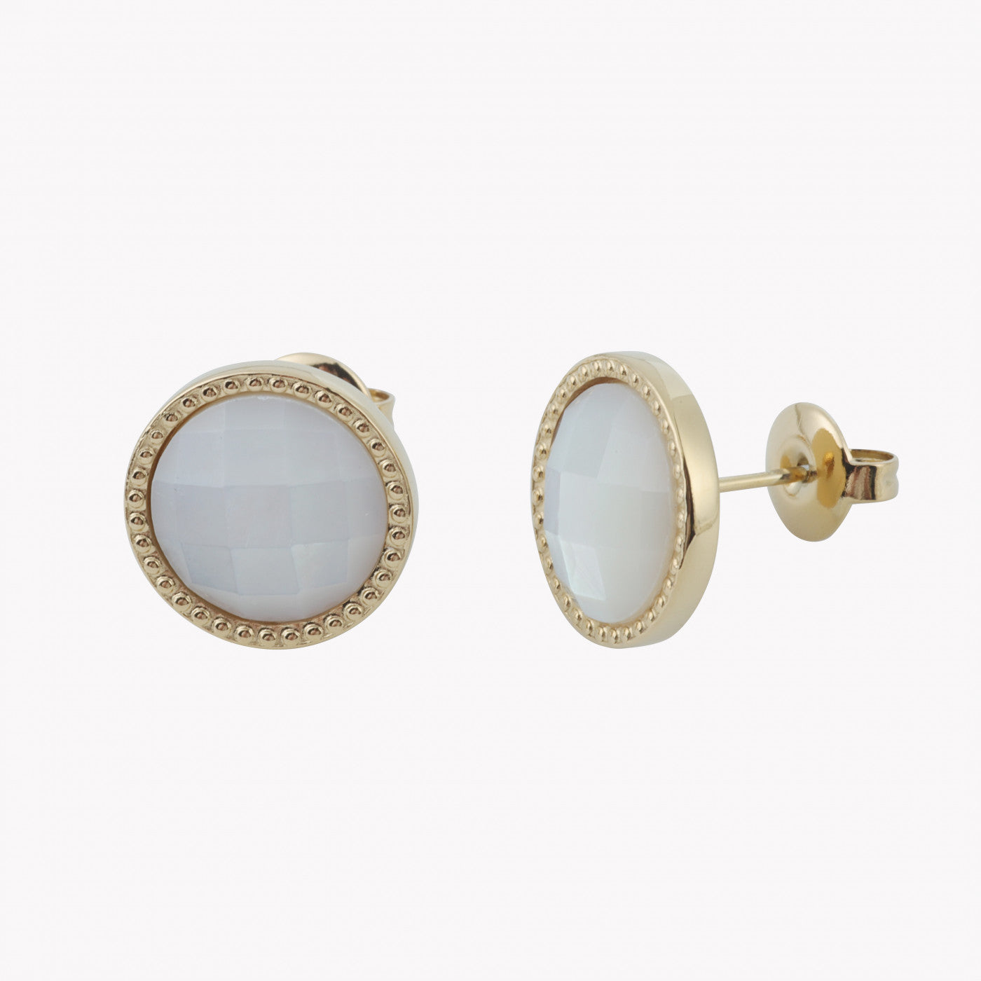 Pendientes redondos con piedra natural | Acero inoxidable | Colección Stellara