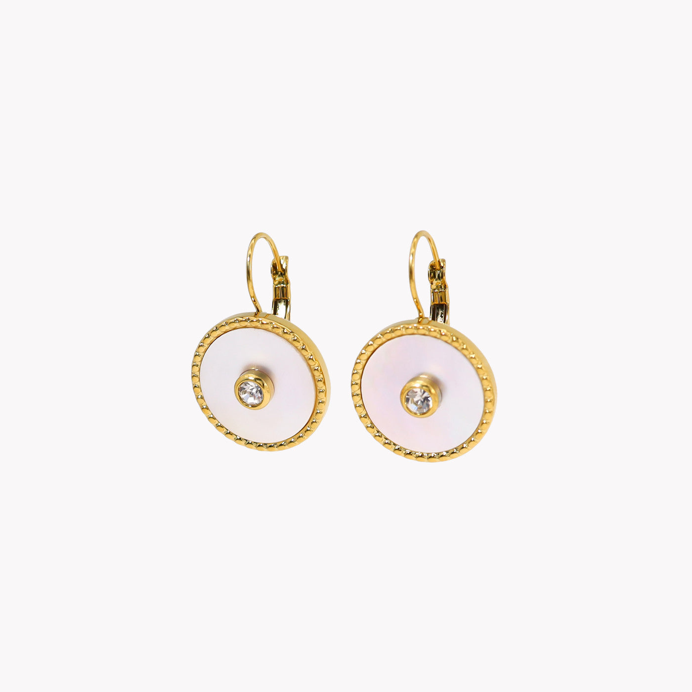 Round textured steel earrings