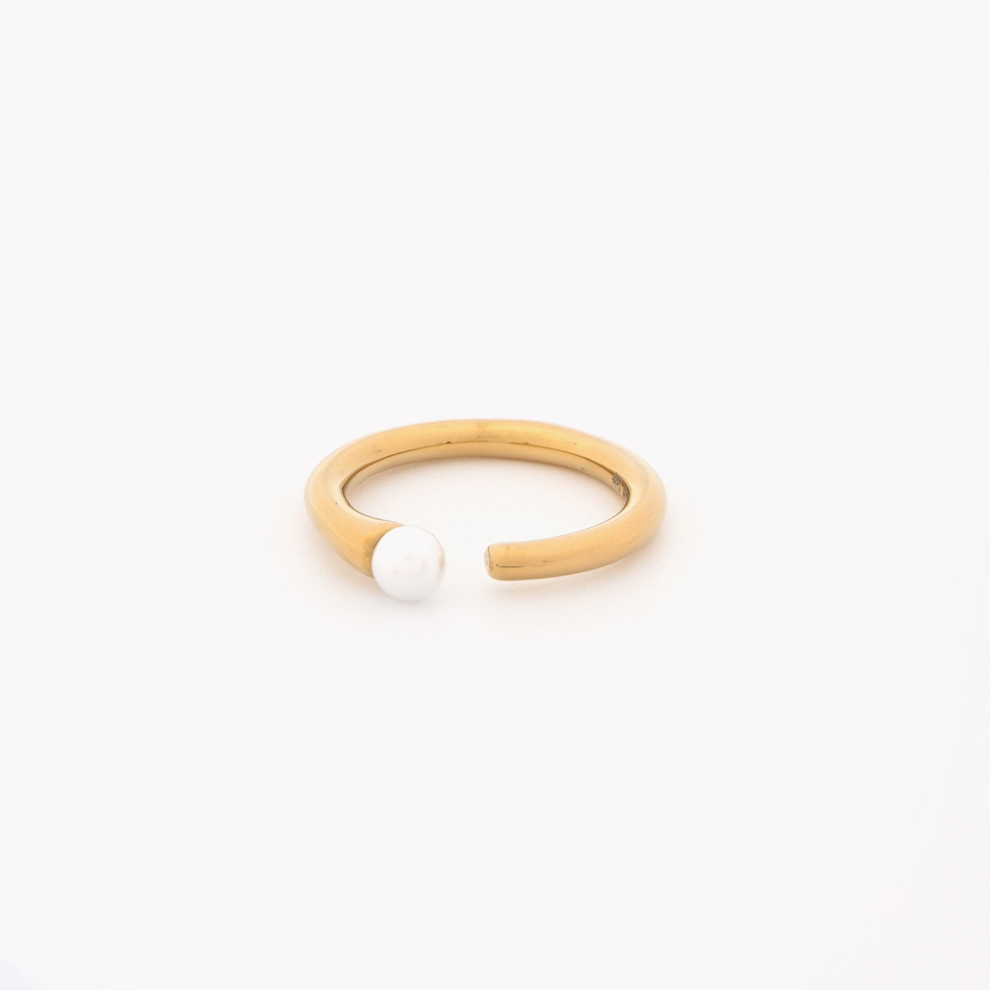 Anillo abierto con perla | Acero inoxidable | Colección Stellara