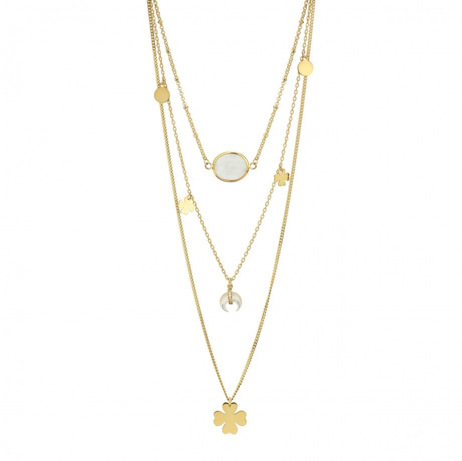 Colar Triplo Trevo - Dourado Carmo Joalheiros