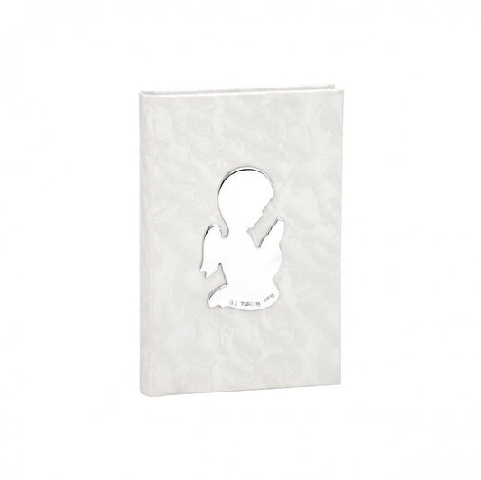 missal anjo gabriel prata capa branca texturizada com aplique de anjo em prata joalharia Topázio 1874