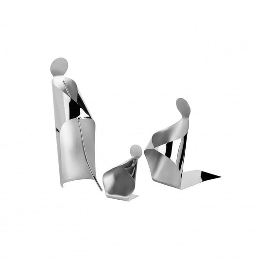 presépio Belém pequeno em prata polida Carmo Joalheiros conjunto minimalista três figuras