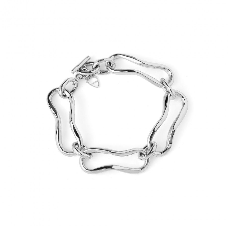 pulseira broadway feminina em prata com elos orgânicos largos e fecho toggle polido Carmo Joalheiros