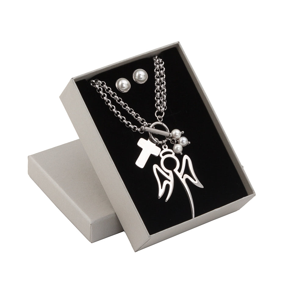 Set of 2 steel jewelry - Angel and Cross
