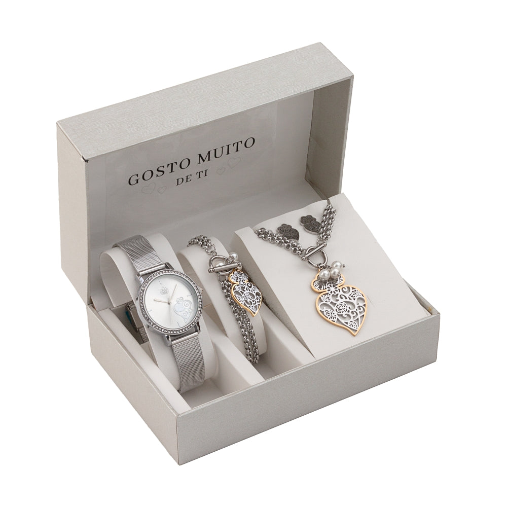 Steel jewelry set - "I Love You" - Coração de Viana