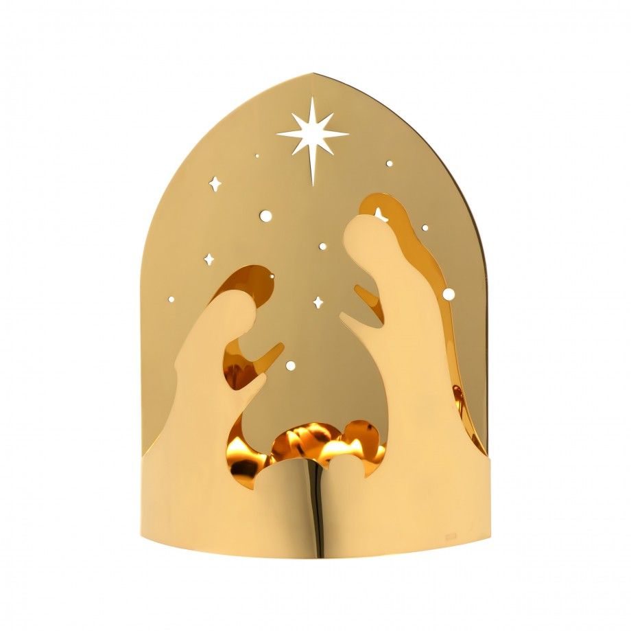 Carmo Joalheiros presépio dourado decorativo em metal polido com figuras minimalistas e estrela brilhante