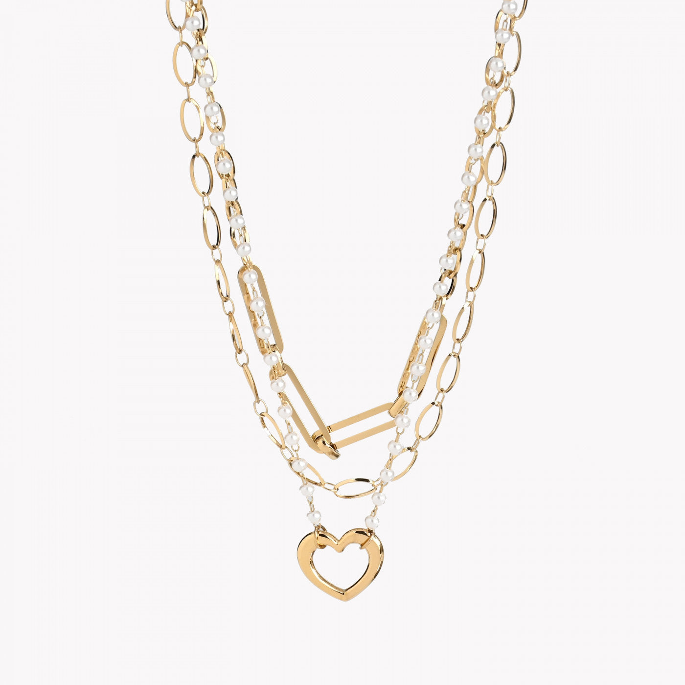 Pack of 3 steel heart necklaces