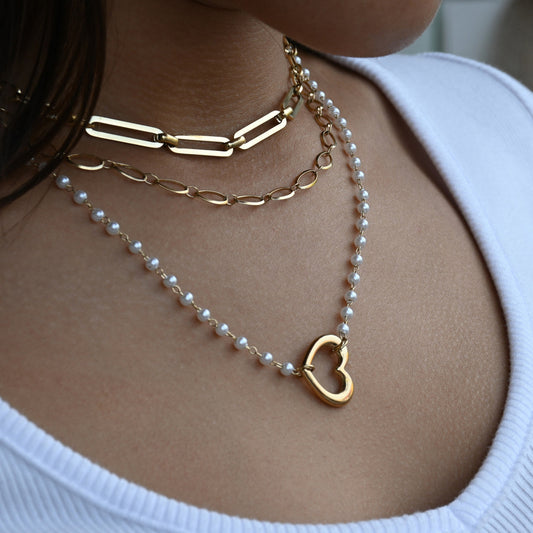 Pack of 3 steel heart necklaces