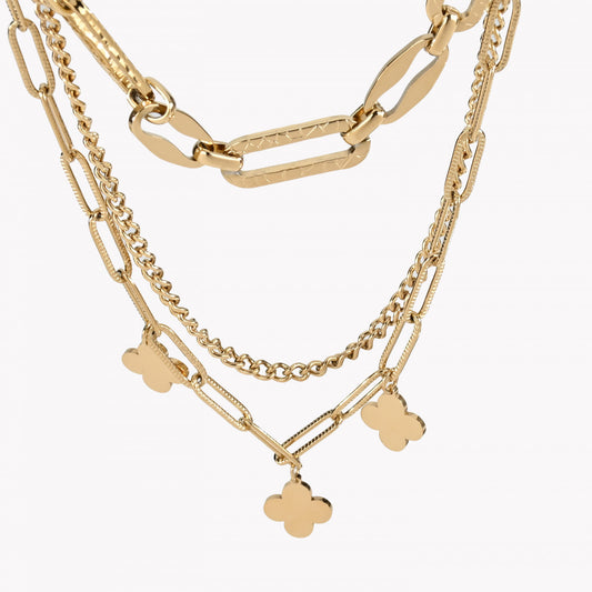 Pack of 3 steel flower necklaces