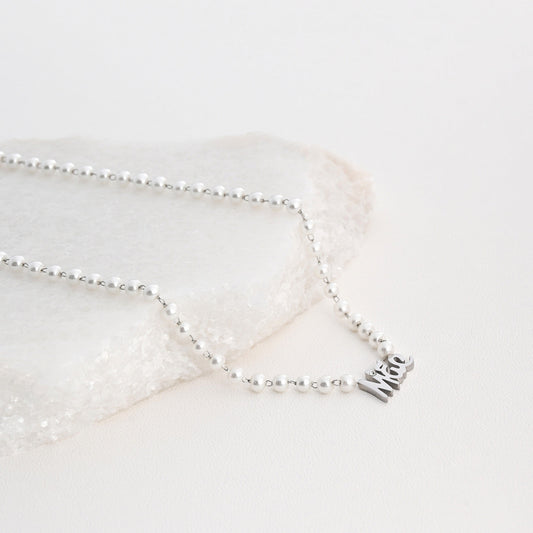 Steel necklace with pearls - MÃE