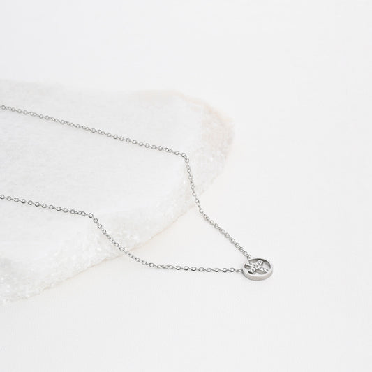 Steel cross necklace with diamonds