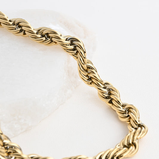 Thick braided mesh steel necklace