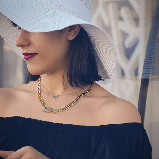 Steel necklace with the word MOTHER