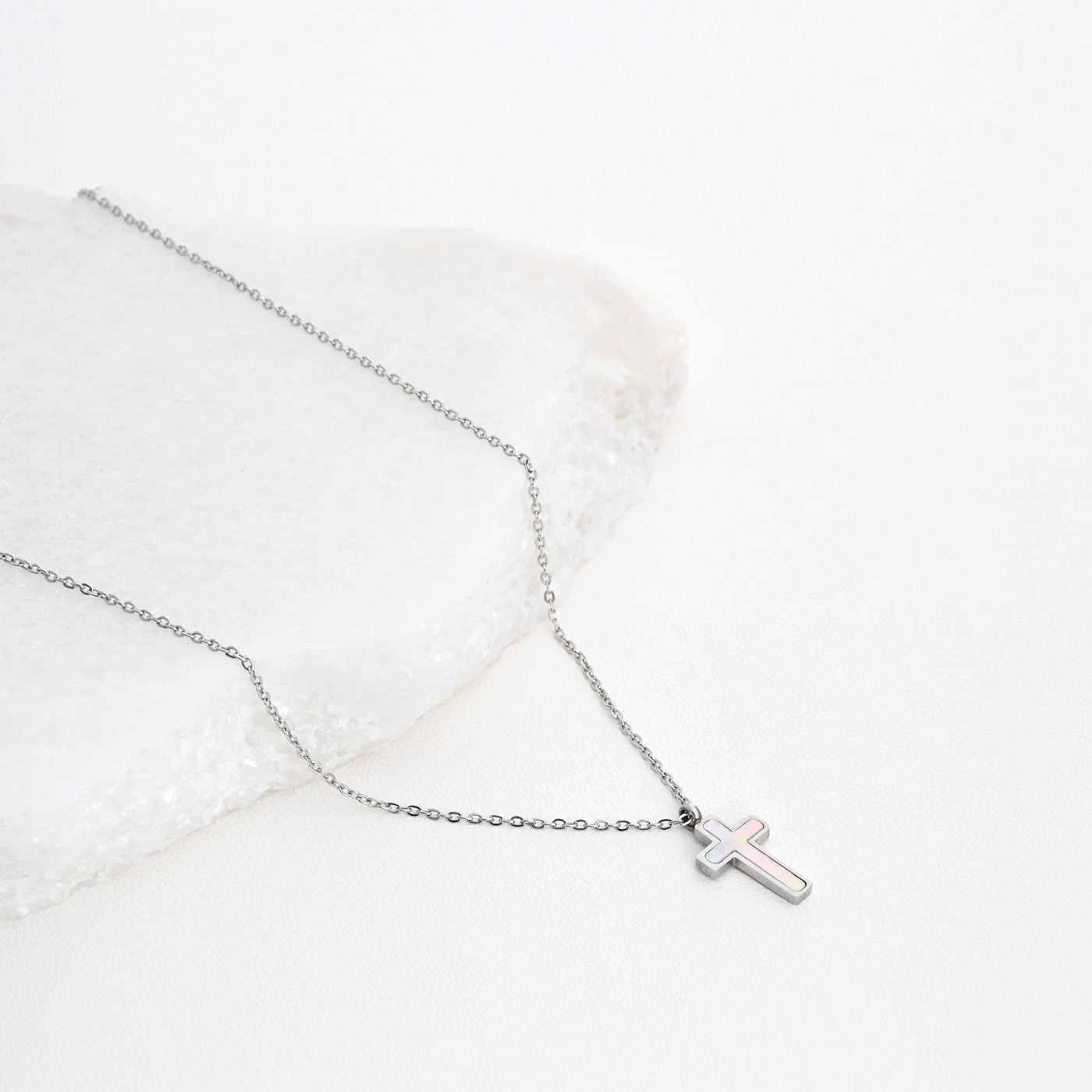 Basic steel cross necklace