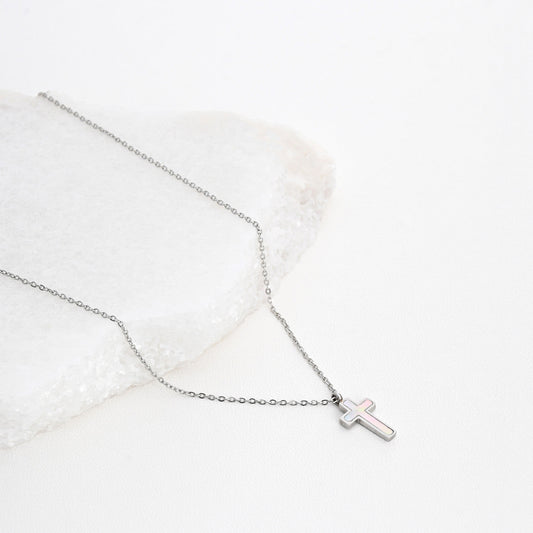 Basic steel cross necklace