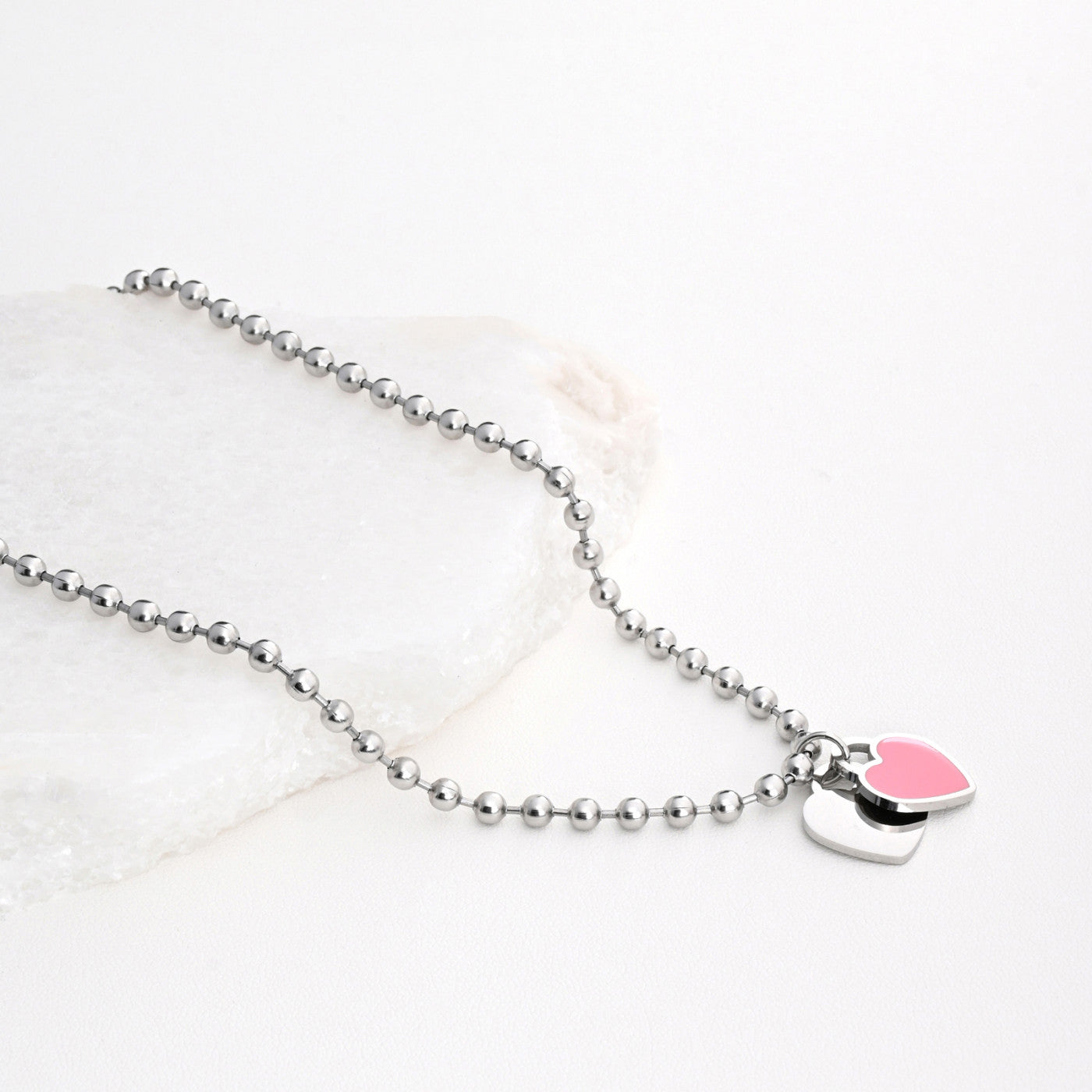 Double heart steel necklace - Colors