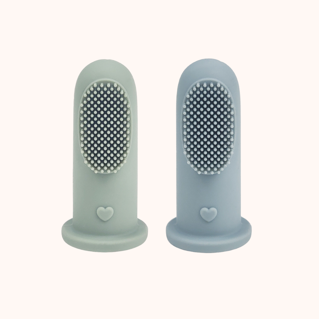 Conjunto 2 Escovas de Dentes de Silicone para Bebé com Caixa – Sage & Blue | MAVIE