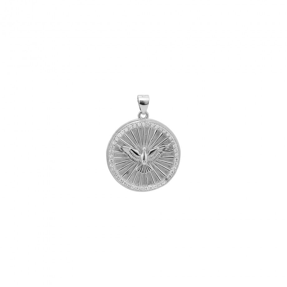 Holy Spirit Medal with Cubic Zirconia 