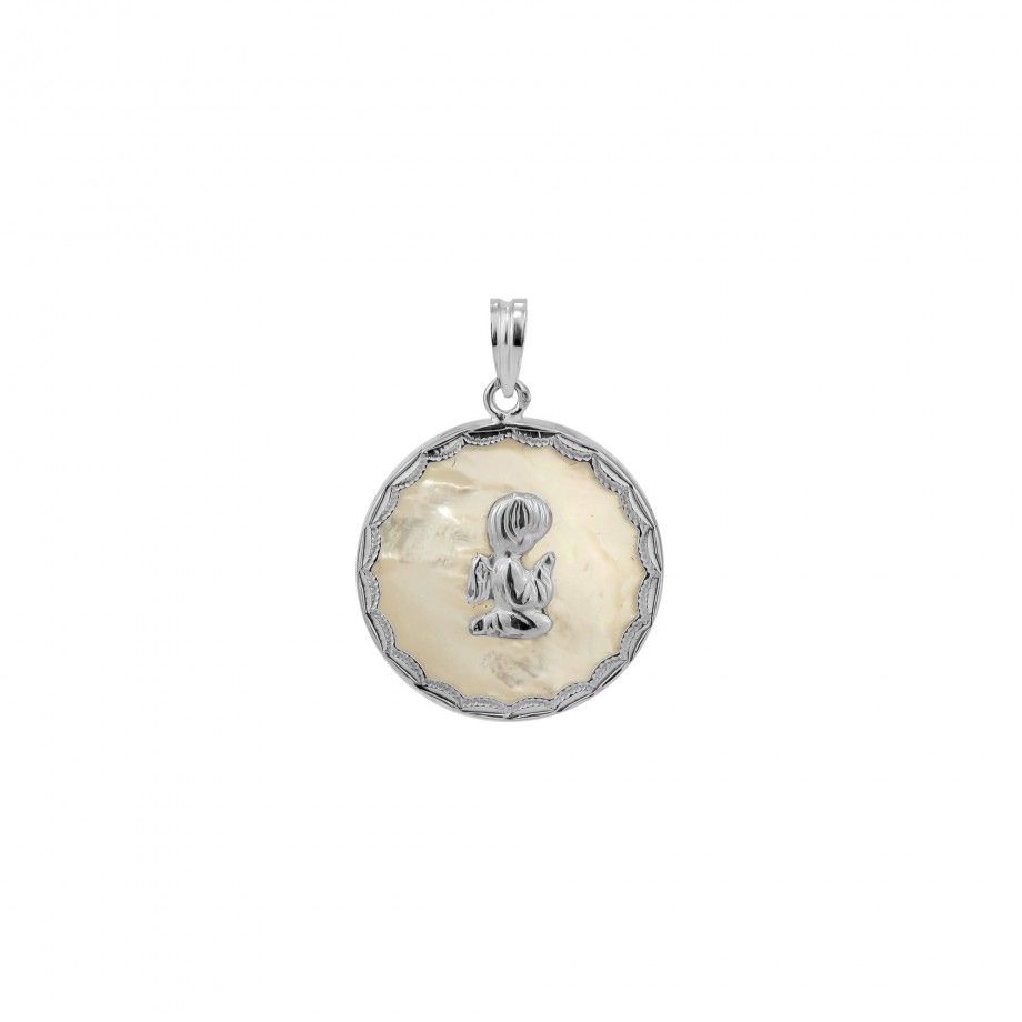 Round Mother-of-Pearl Medal - Angel Gabriel 