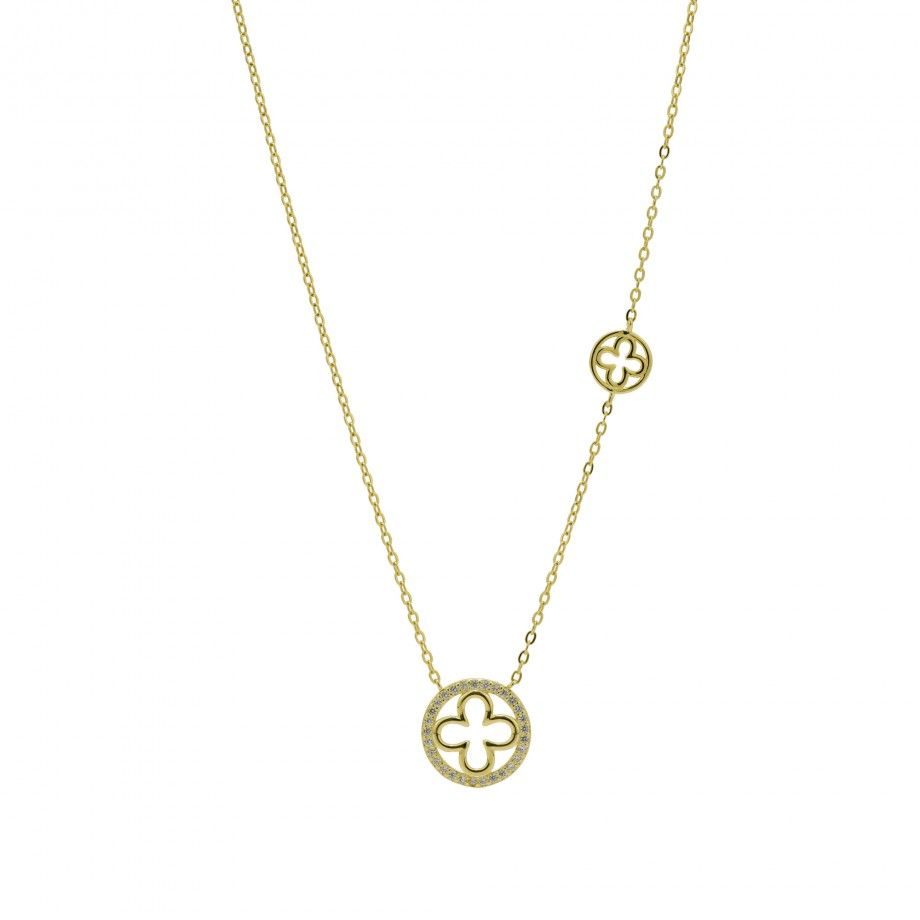 Colar Trevo com Zircónias | Prata 925 banhada a ouro | Topázio