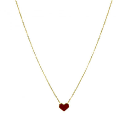 Colar Coração Vermelho | Prata 925 banhado a ouro | Topázio