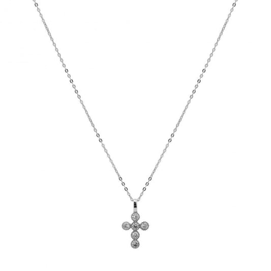 Colar com Cruz Lis | Prata 925 | Topázio