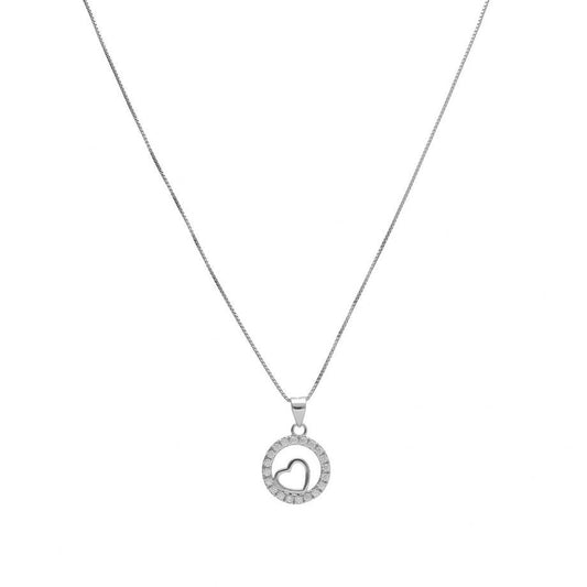 Colar Circulo com Coração | Prata 925 | Topázio
