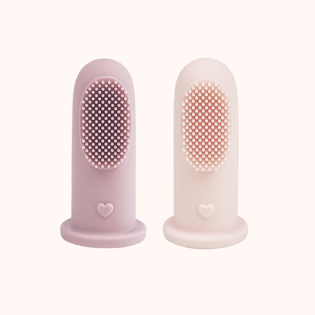 Conjunto 2 Escovas de Dentes de Silicone para Bebé com Caixa – Lavender & Blush | MAVIE