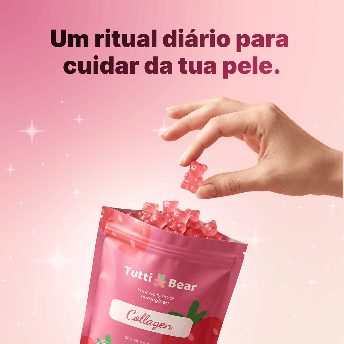 TUTTI BEAR Gomas de Colagénio – Morango | 60 Gummies