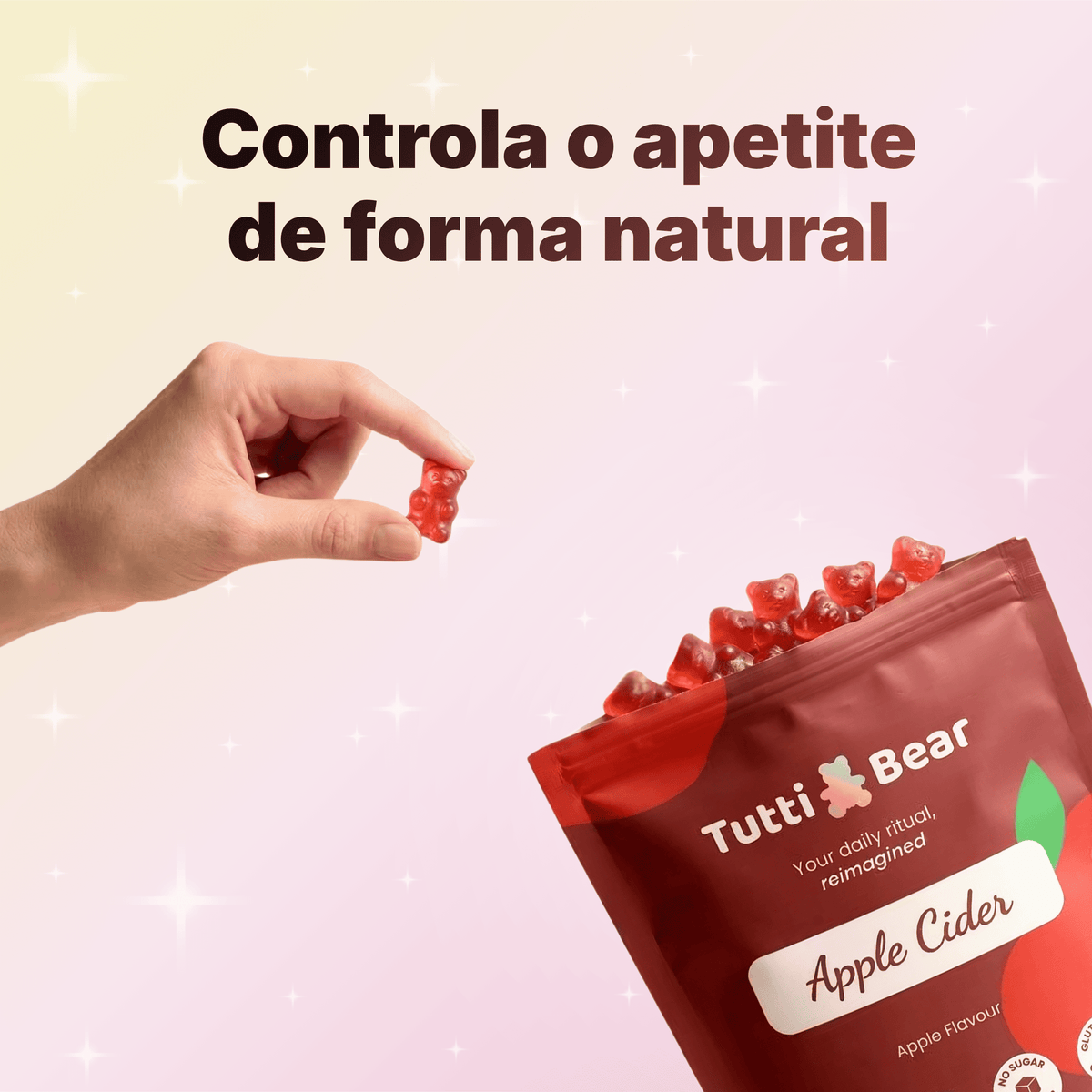 TUTTI BEAR Gomas de Vinagre de Maçã – Maçã | 60 Gummies