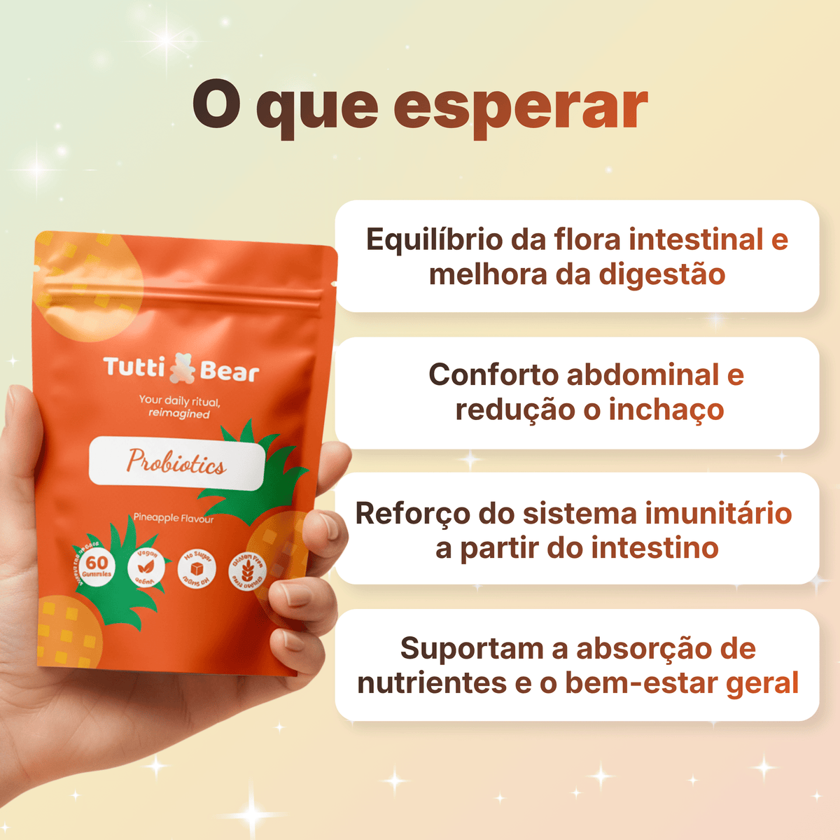 TUTTI BEAR Gomas Probióticas – Ananás | 60 Gummies