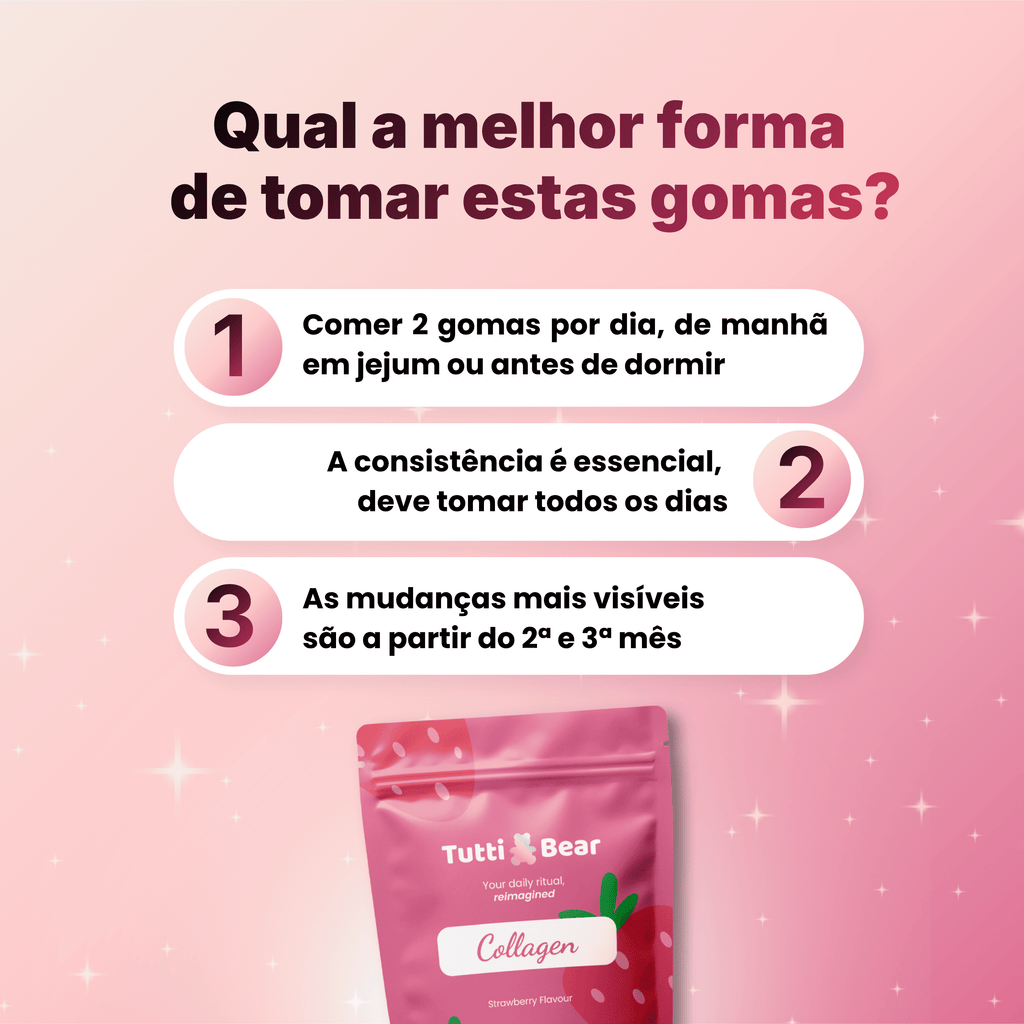 TUTTI BEAR Gomas de Colagénio – Morango | 60 Gummies