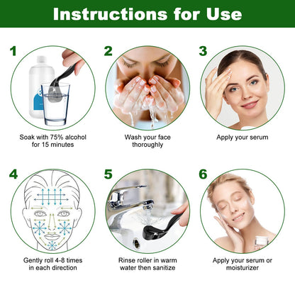 URAQT Dermaroller Microagulhas 0.5mm Titânio | Rosto e Corpo Anti-Idade | Cosmética