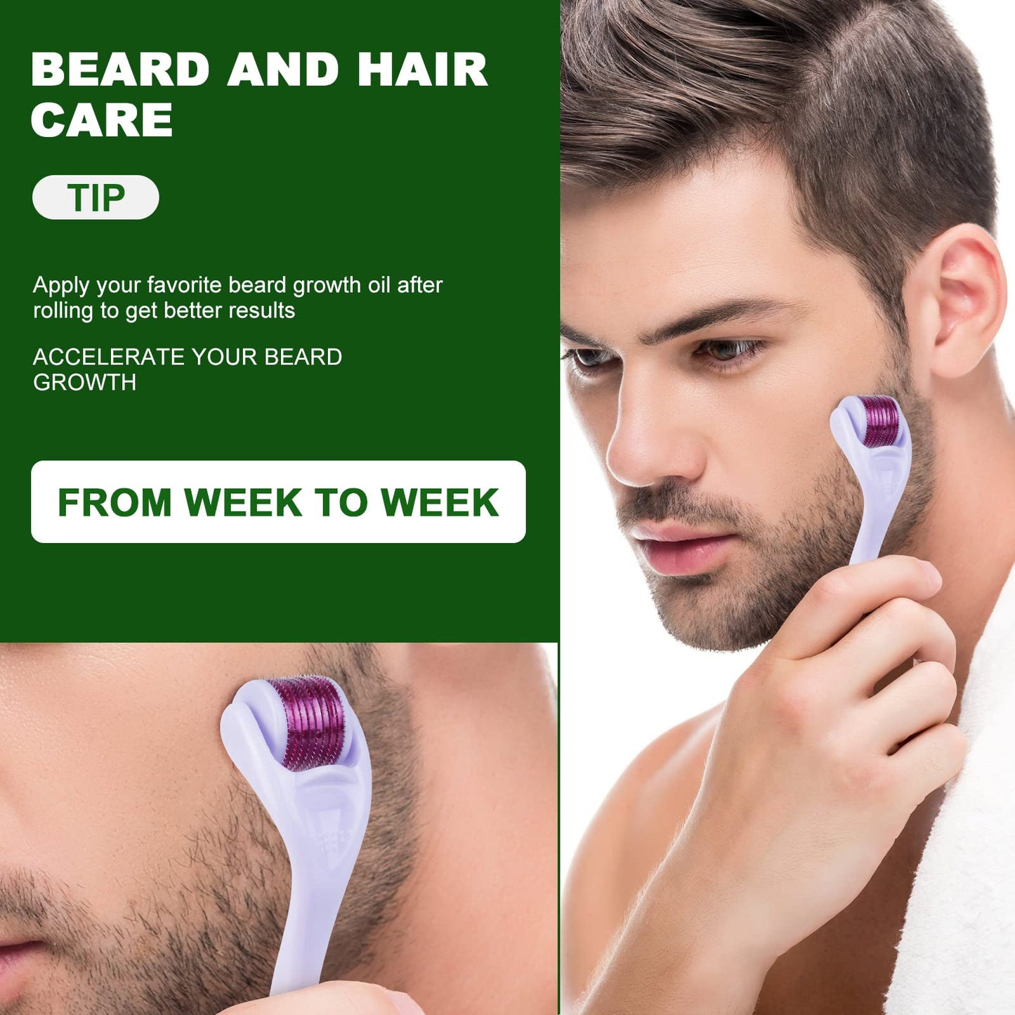 URAQT Dermaroller Microagulhas 0.5mm Titânio | Rosto e Corpo Anti-Idade | Cosmética