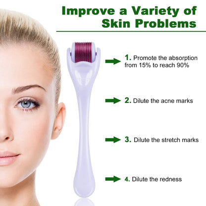 URAQT Dermaroller Microagulhas 0.5mm Titânio | Rosto e Corpo Anti-Idade | Cosmética