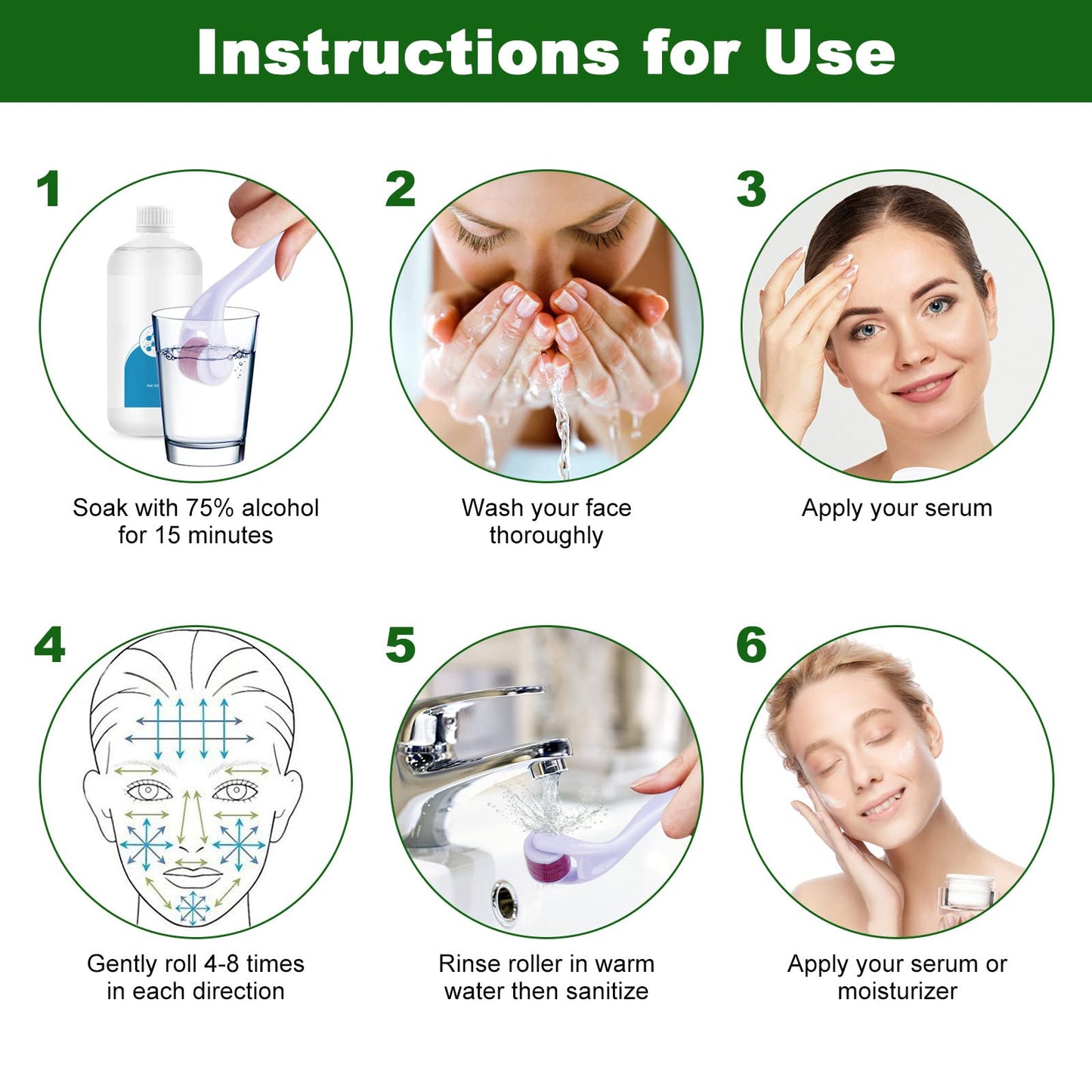 URAQT Dermaroller Microagulhas 0.5mm Titânio | Rosto e Corpo Anti-Idade | Cosmética