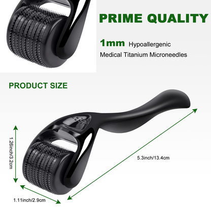 URAQT Dermaroller Microagulhas 0.5mm Titânio | Rosto e Corpo Anti-Idade | Cosmética