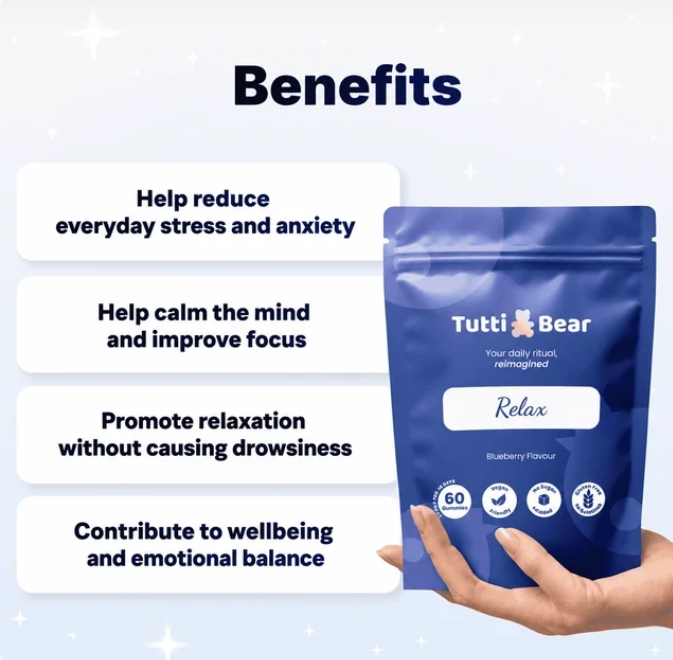 TUTTI BEAR Gomas Stress & Relax – Frutos Vermelhos | 60 Gummies