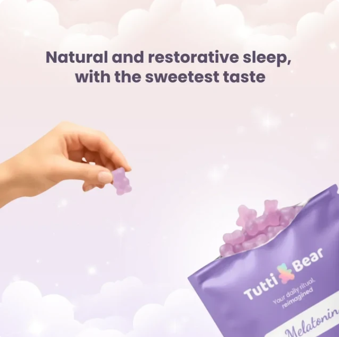 TUTTI BEAR Gomas Melatonina para Dormir Bem – Uva | 60 Gummies