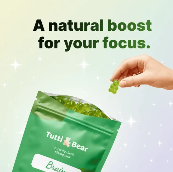 Gomas Brain com Juba de Leão, Bacopa e Ginkgo, Sabor Lima – 60 Gomas | TUTTI BEAR
