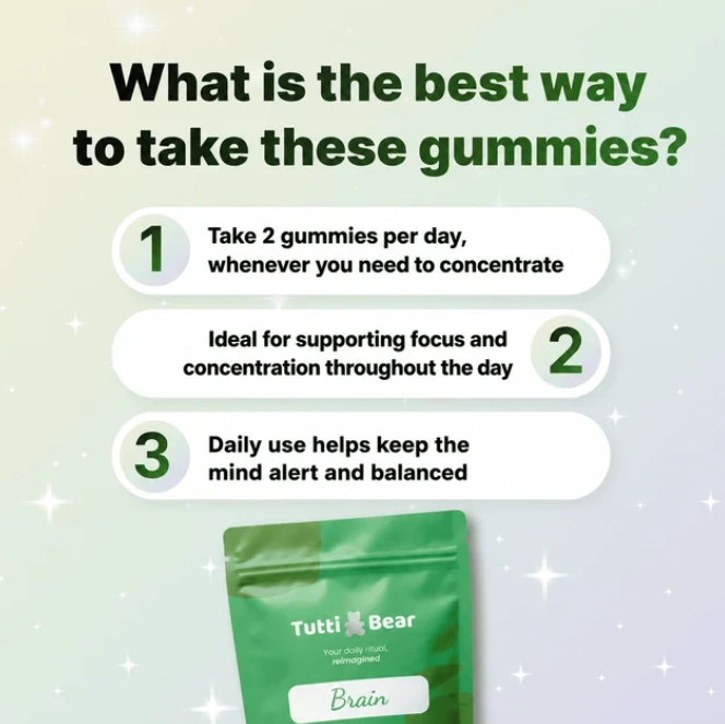 Gomas Brain com Juba de Leão, Bacopa e Ginkgo, Sabor Lima – 60 Gomas | TUTTI BEAR