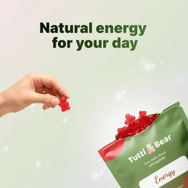 Gomas de Energia com Guaraná e Vitaminas B – 60 Gomas | TUTTI BEAR