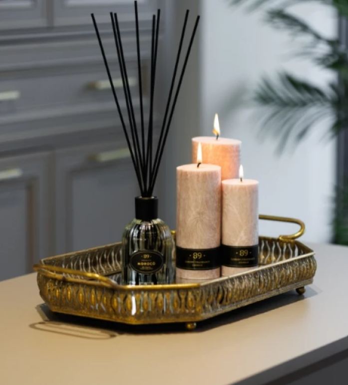 Vela de Cera de Palma Redonda Premium Design Clássico Fragrância Elegante | AROMATIC•89• | Exclusivo Portugal